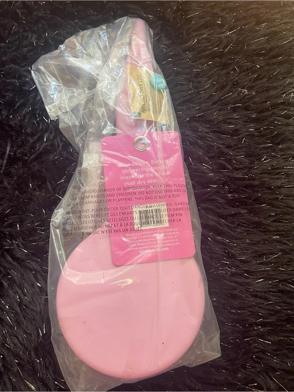 Bliss Soft Touch Body Brush in Pink and Natural Bristle